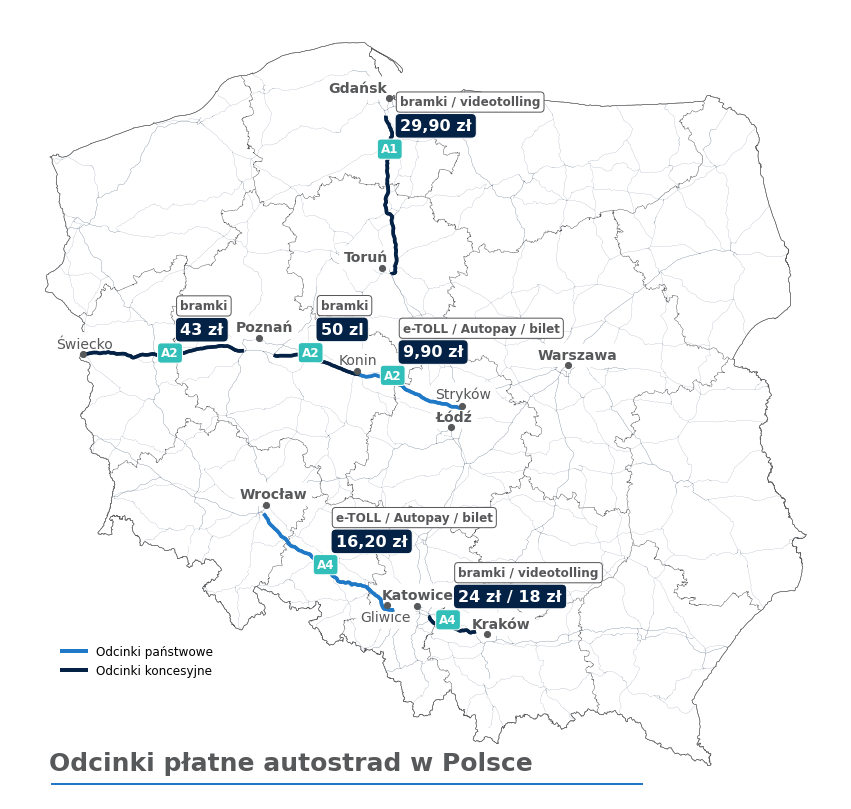 Odcinki płatne autostrad w Polsce