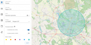 Podgląd funkcji geostrefy z poziomu panelu flotowca