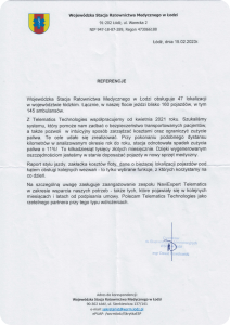 Referencja Wojewódzka Stacja Ratownictwa Medycznego w Łodzi